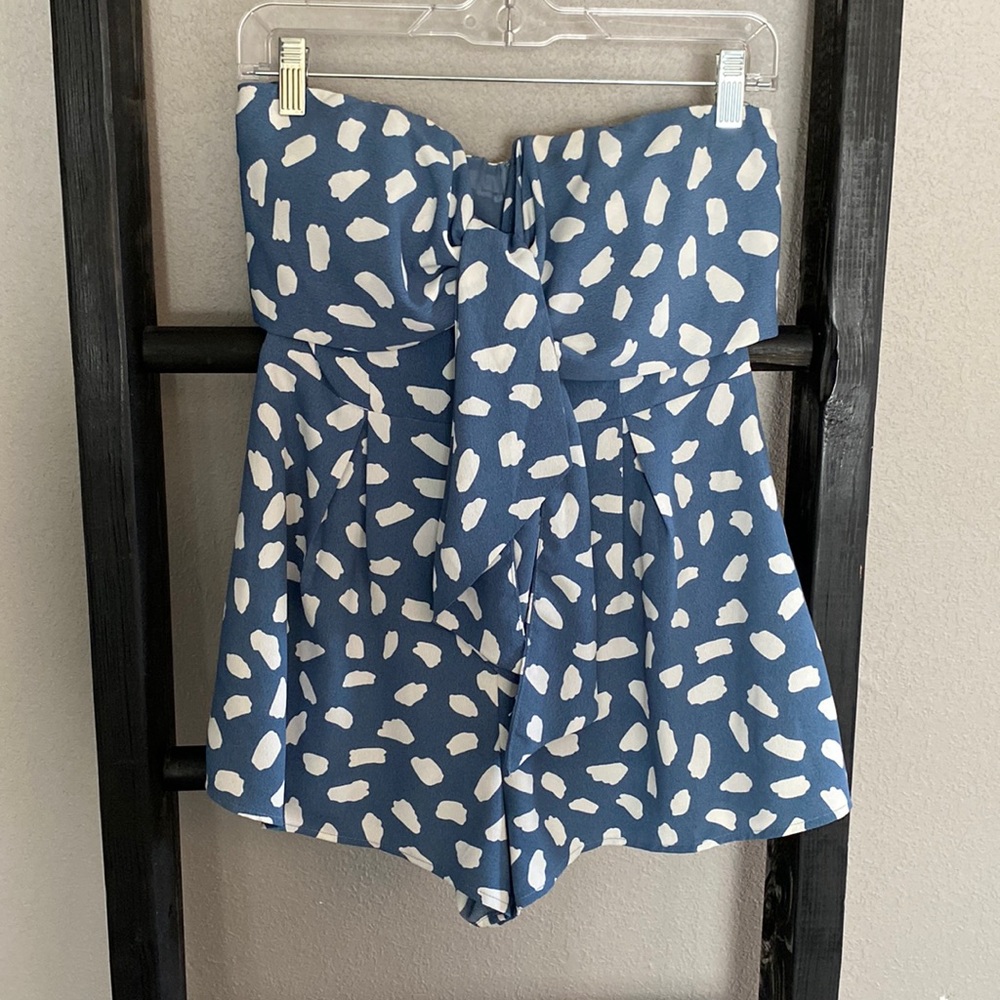 Pink Lily Blue Blush Blue/White Romper